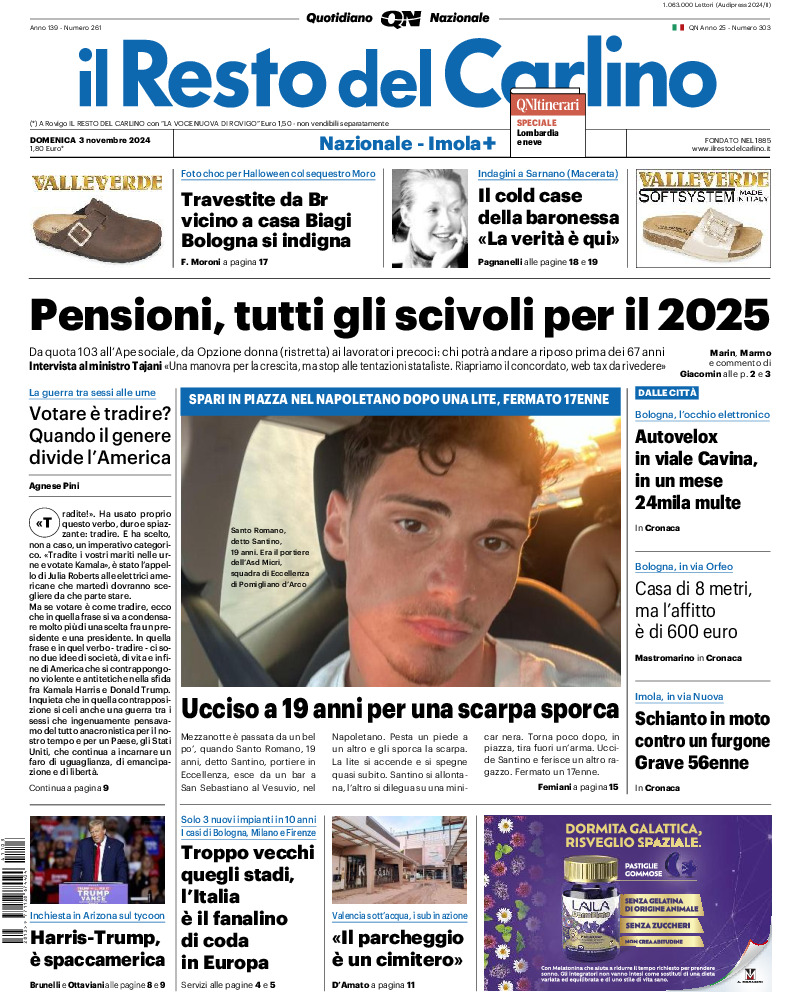 Prima-pagina-il resto del carlino-edizione-di-oggi-20241103